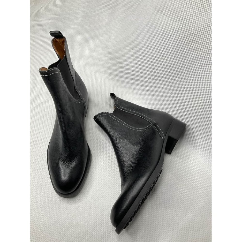 Antonio Melani Black Leather Chelsea Boots Pull On Worn Once US6.5 Low Heel